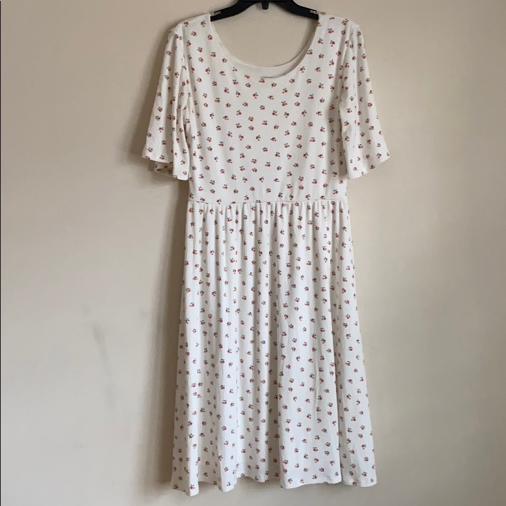 Roolee White Floral Pleated Midi Dress